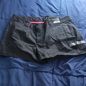 Anna Women's Cargo Shorts in Black with Pink Detail